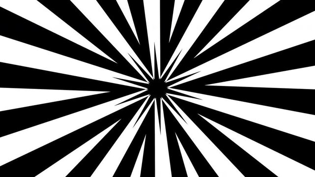 sunburst black and white rotate animation video 4K