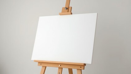 wooden easel with blank canvas