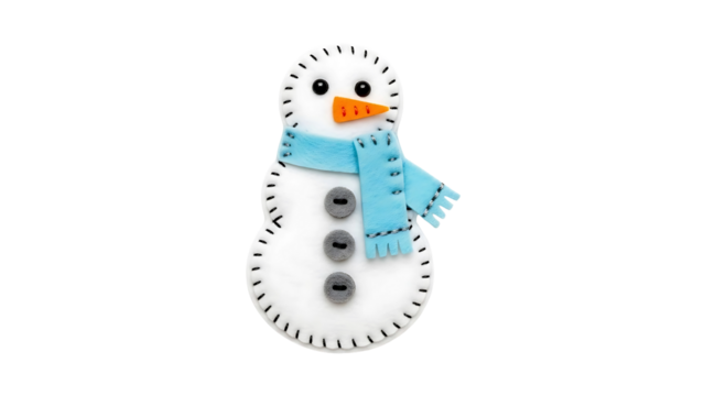 Festive handmade snowman ornament with scarf and carrot nose, perfect for holiday crafting, winter decorations, and creating a cozy Christmas atmosphere