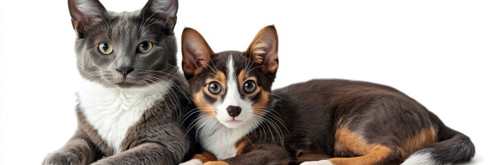 Obraz premium Heartwarming Portrait of Adorable Cat and Dog Together, Showcasing Their Unique Friendship and Joy