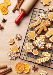 Gingerbread cookies baking for holiday season