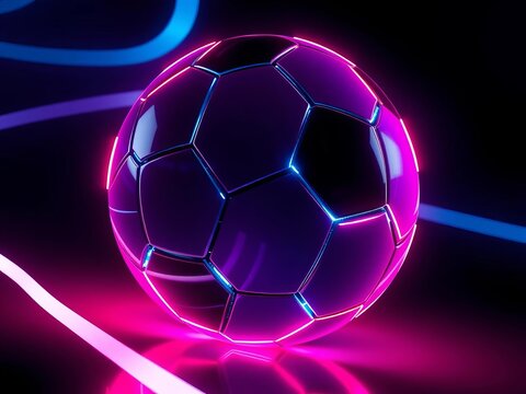 Futuristic soccer ball, glowing lines, dark background, dynamic lighting,  sport, futuristic