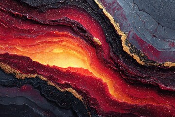 Abstract Volcanic Energy: A visually stunning, abstract representation of volcanic energy. Dynamic, colorful, and textured, creating a sense of raw power and natural artistry.