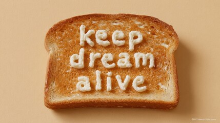Keep Dreams Alive: An artistic expression on toast, spelling keep dream alive in a delightful composition. It's a flavorful reminder of the importance of dreams, hope, and perseverance.