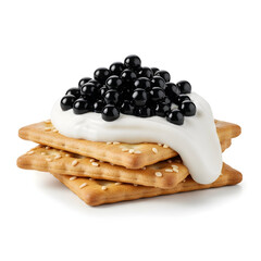 Stacked Crackers with Cream and Black Pearls