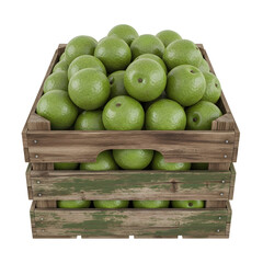 Wooden Crate Overflowing with Fresh Green Guavas