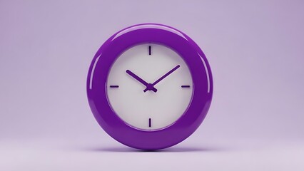 Modern purple analog clock face with minimalist design on a light background