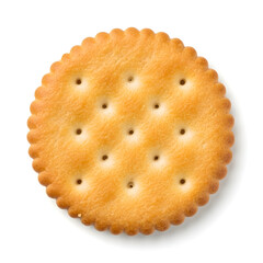 Round Cracker with Perforations on White Background