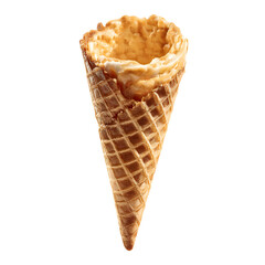 Crunchy Waffle Cone Isolated on White Background for Dessert Advertising