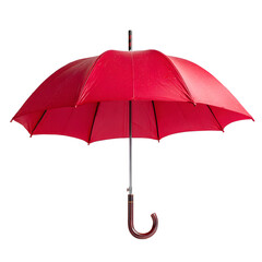 Red Umbrella Protection from Rain on White Background