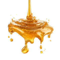 Glistening Golden Honey Puddle with Bubbling Surface Up Close