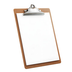 Professional Clipboard with Blank Page on White Background for Business Presentations and Mockups