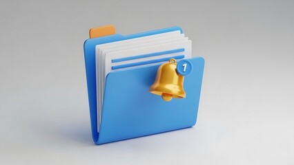 Folder with notification bell icon symbolizing alerts and new information access