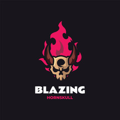Mascot Skull Fire Logo Design