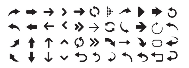 Arrow vector icon set, collection of modern cursor arrows for web and app design. black arrows vector set