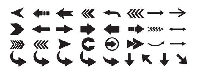Arrow vector icon set, collection of modern cursor arrows for web and app design. black arrows vector set