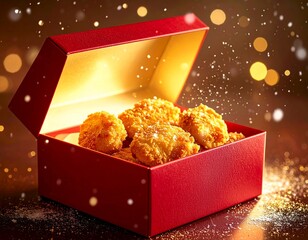 Crispy Golden Chicken Nuggets Iand Christmas Theme