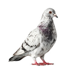 Obraz premium Majestic Grey Pigeon Standing Alone on White Background