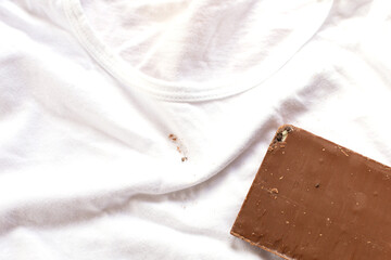 Milk chocolate bar depicting concept of laundry or dirtiness