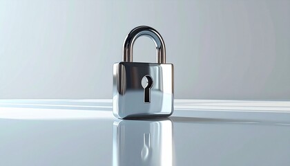 A sleek, chrome-plated padlock prominently displayed on a clean, reflective surface, embodying strong digital security, data protection, and privacy for sensitive information and access