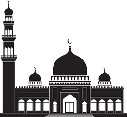 mosque outline vector emblem crescent dome minaret religious symbol