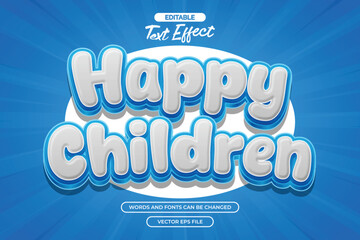 Happy cildren editable text effect with blue comic background