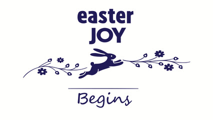 Easter joy begins with a leaping bunny and floral decorations a simple and elegant design celebrating the spring holiday