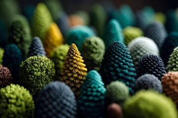 Bunte Miniaturb&auml;ume in kreativer Modelllandschaft
