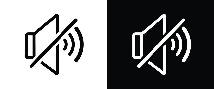 Simple black and white mute speaker icon for silent mode user interface