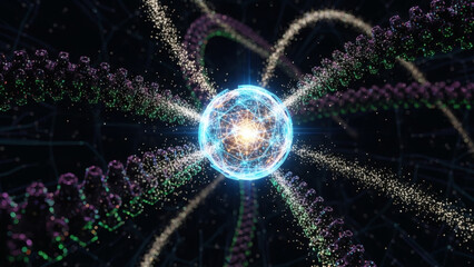 Vibrant Energy Core A Visual Symphony of Light and Connected Networks in the Cosmos