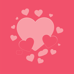 Floating Pink Hearts on Pink Background - Love, Romance, Valentine's Day & Affection Graphic Design
