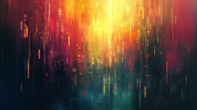 Colored pixel art forming a technology-inspired background. Vibrant squares create a digital, futuristic, and abstract design, perfect for tech visuals, gaming concepts, UI backgrounds, and creative d