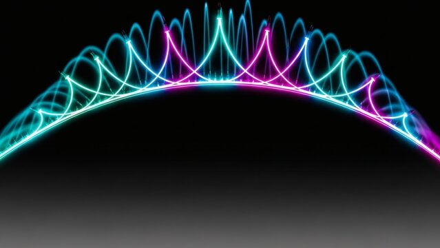 Abstract glowing neon light arch with vibrant pink and blue colors - Powered by Adobe