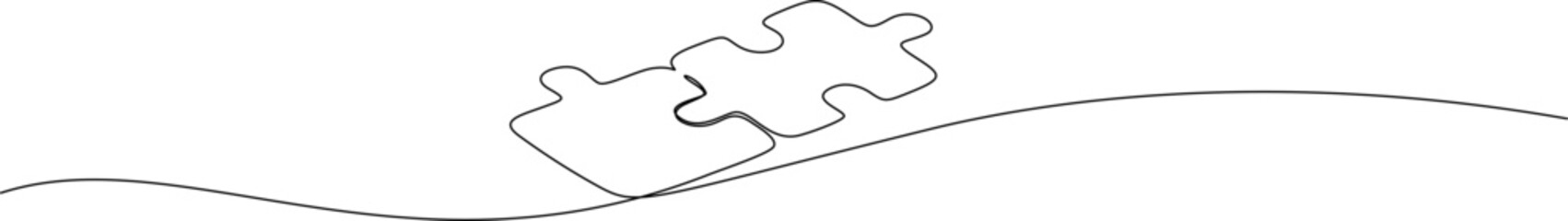 Puzzle line art vector isolated on white .continuous line style design element