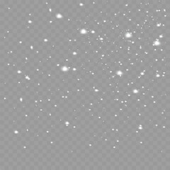 Realistic Falling White Snow Overlay Texture on Transparent Background. Vector