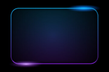 Glowing blue and purple glass style frame on dark background, featuring soft neon highlights and smooth rounded edges suitable for modern UI or digital design themes