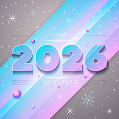 Modern Gradient New Year 2026 Vector Design with Snowflakes and Abstract Elements