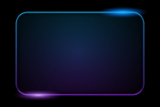 Glowing blue and purple glass style frame on dark background, featuring soft neon highlights and smooth rounded edges suitable for modern UI or digital design themes