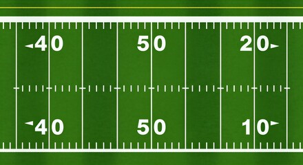 American Football Field Lines and Yardage.