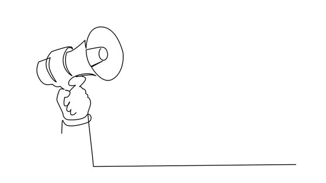 Continuous Line Drawing of Hand Holding Megaphone
