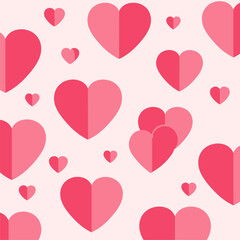 Cute Pink and Red Hearts Seamless Pattern. Flat Design Love Background for Valentine's Day, Romance, and Wedding Themes