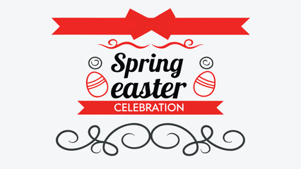 Festive spring easter celebration with decorative elements and stylized eggs on a white background