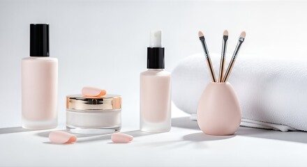 Elegant Skincare and Makeup Product Arrangement.