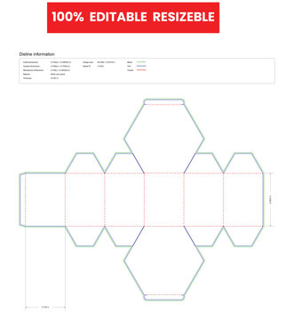 dieline template box dieline die lines packaging tuck end box variations hexagon custom dieline  box cardboard box dieline pizza box dieline printable product packaging layout,
