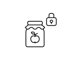 Apple jam jar and lock. Safe food storage and farming. Pixel perfect, editable stroke vector icon