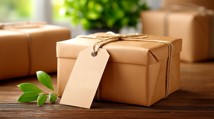 Beautifully wrapped gift box with blank tag ready for personalized message, evoking warmth and anticipation for any special occasion