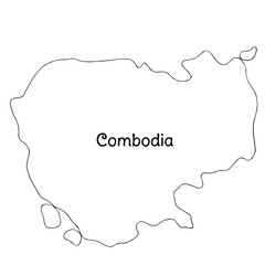 combodia continuous line map. line art of combodia map. single outline vector illustration	