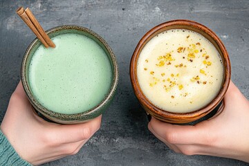 frothy green beer close-up