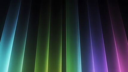 Abstract vertical stripes of vibrant neon light in a dark room