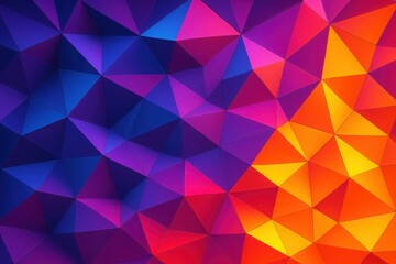 Obraz premium Purple Orange Gradient Low Poly Geometric Pattern with Vibrant Modern Polygon Surface Texture